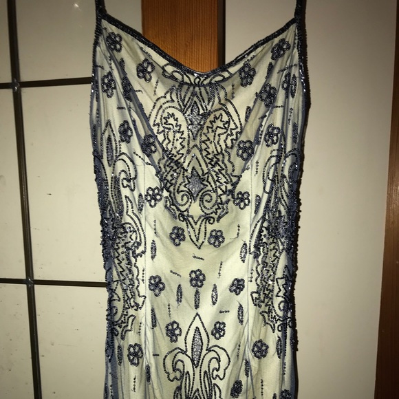 Navy Beaded Prom Dress - Picture 4 of 8